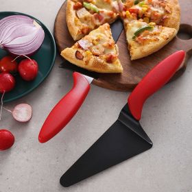 1pc; Stainless Steel Pizza Cutter, Cake Cutter; Black Red Cake Knife Pizza Pie Server; Kitchen Baking Tool; Household Item
