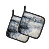 Early Morning Pair of Pot Holders Kitchen Heat Resistant Pot Holders Sets Oven Hot Pads for Cooking Baking BBQ, 7 1/2 x 7 1/2
