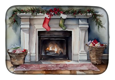 Christmas Stockings Dish Drying Mat Absorbent Dish Drying Mat Pad for Kitchen Counter Dish Drainer Mat for Countertop, 14 x 21", Multicolor