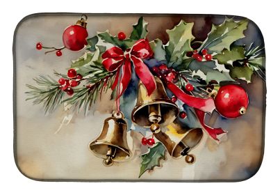 Christmas Bells Dish Drying Mat Absorbent Dish Drying Mat Pad for Kitchen Counter Dish Drainer Mat for Countertop, 14 x 21", Multicolor