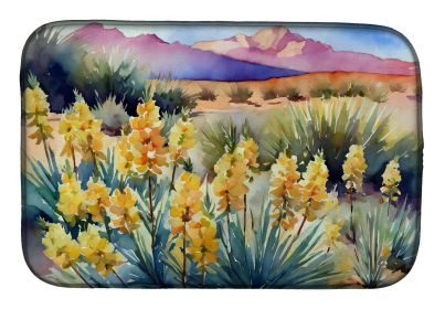 New Mexico Yucca Flower in Watercolor Dish Drying Mat Absorbent Dish Drying Mat Pad for Kitchen Counter Dish Drainer Mat for Countertop, 14 x 21"