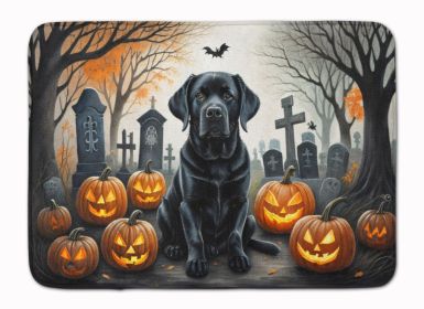 Black Labrador Retriever Spooky Halloween Memory Foam Kitchen Mat Machine Washable Anti-Fatigue Mat Cushion Comfort Bath Mat or Kitchen Rug