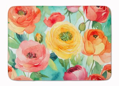 Ranunculus in Watercolor Memory Foam Kitchen Mat Machine Washable Anti-Fatigue Mat Cushion Comfort Bath Mat or Kitchen Rug