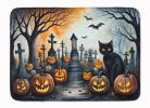 Black Cat Spooky Halloween Memory Foam Kitchen Mat Machine Washable Anti-Fatigue Mat Cushion Comfort Bath Mat or Kitchen Rug