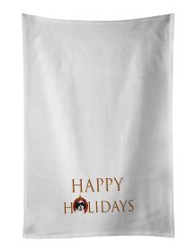 NEW Shih-Tzu Black and White #3 Happy Holidays Kitchen Towel Set of 2 White Dish Towels Decorative Bathroom Hand towel for Hand, Face, Hair, Yoga, Tea