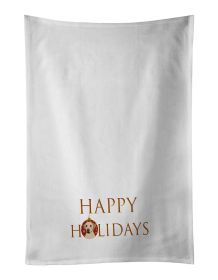 NEW Labrador Retriever Yellow #3 Happy Holidays Kitchen Towel Set of 2 White Dish Towels Decorative Bathroom Hand towel for Hand, Face, Hair, Yoga