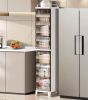 7.87*9.96*52.76inch Narrow Gap Folding Storage Cabinet Plastic Magnetic Door Storage Organizer Cabinet for Kitchen, Bathroom, Bedroom Small S