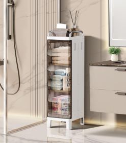 7.87 x 9.96x 28.94inch Narrow Gap Folding Storage Cabinet; Plastic Magnetic Door Storage Organizer Cabinet for Kitchen, Bathroom, Living Room, Bedroom