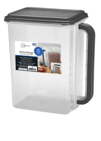 Mainstays Bulk Canister Food Storage Container – 46 Cup Capacity With Dark Gray Lid And Handle, 11.55" x 7.8" x 13.25"