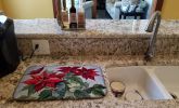 Christmas Poinsettias Dish Drying Mat Absorbent Dish Drying Mat Pad for Kitchen Counter Dish Drainer Mat for Countertop, 14 x 21", Multicolor
