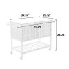 Outdoor Wicker Bar Cart, Patio Wine Serving Cart w/Wheels