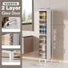 7.87*9.96*52.76inch Narrow Gap Folding Storage Cabinet Plastic Magnetic Door Storage Organizer Cabinet for Kitchen, Bathroom, Bedroom Small S