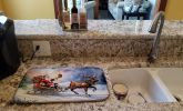 Christmas Santa and Sleigh Dish Drying Mat Absorbent Dish Drying Mat Pad for Kitchen Counter Dish Drainer Mat for Countertop, 14 x 21", Multicolor