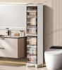 7.87*9.96*52.76inch Narrow Gap Folding Storage Cabinet Plastic Magnetic Door Storage Organizer Cabinet for Kitchen, Bathroom, Bedroom Small S
