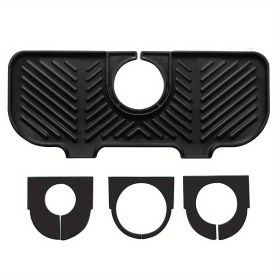 1pc Sink Drain Mat; Sink Faucet Splash Guard; Silicone Faucet Handle Drip Catcher Tray; Countertop Fast Drying Faucet Absorbent Mat For Kitchen; (Color: Black)