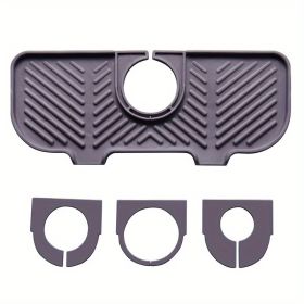1pc Sink Drain Mat; Sink Faucet Splash Guard; Silicone Faucet Handle Drip Catcher Tray; Countertop Fast Drying Faucet Absorbent Mat For Kitchen; (Color: Grey)