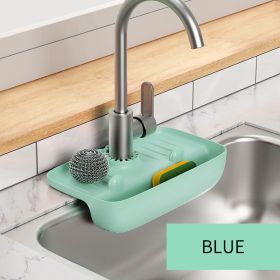 1pc Splash Guard For Sink Faucet; Faucet Drain Rack (Color: Blue)
