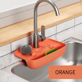 1pc Splash Guard For Sink Faucet; Faucet Drain Rack (Color: Orange)