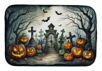 Graveyard Spooky Halloween Dish Drying Mat Absorbent Dish Drying Mat Pad for Kitchen Counter Dish Drainer Mat for Countertop, 14 x 21", Multicolor