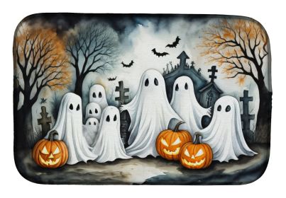 Ghosts Spooky Halloween Dish Drying Mat Absorbent Dish Drying Mat Pad for Kitchen Counter Dish Drainer Mat for Countertop, 14 x 21", Multicolor (Default: Default)
