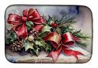 Christmas Bows & Ribbons Dish Drying Mat Absorbent Dish Drying Mat Pad for Kitchen Counter Dish Drainer Mat for Countertop, 14 x 21", Multicolor