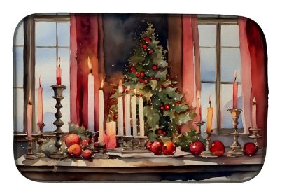 Christmas Candles Dish Drying Mat Absorbent Dish Drying Mat Pad for Kitchen Counter Dish Drainer Mat for Countertop, 14 x 21", Multicolor (Default: Default)