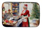 Cookies with Santa Claus Mrs. Claus Dish Drying Mat Absorbent Dish Drying Mat Pad for Kitchen Counter Dish Drainer Mat for Countertop, 14 x 21"
