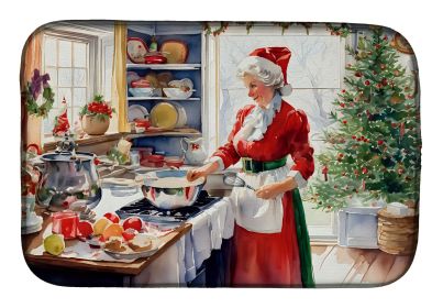 Cookies with Santa Claus Mrs. Claus Dish Drying Mat Absorbent Dish Drying Mat Pad for Kitchen Counter Dish Drainer Mat for Countertop, 14 x 21" (Default: Default)