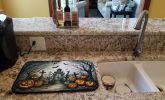 Graveyard Spooky Halloween Dish Drying Mat Absorbent Dish Drying Mat Pad for Kitchen Counter Dish Drainer Mat for Countertop, 14 x 21", Multicolor